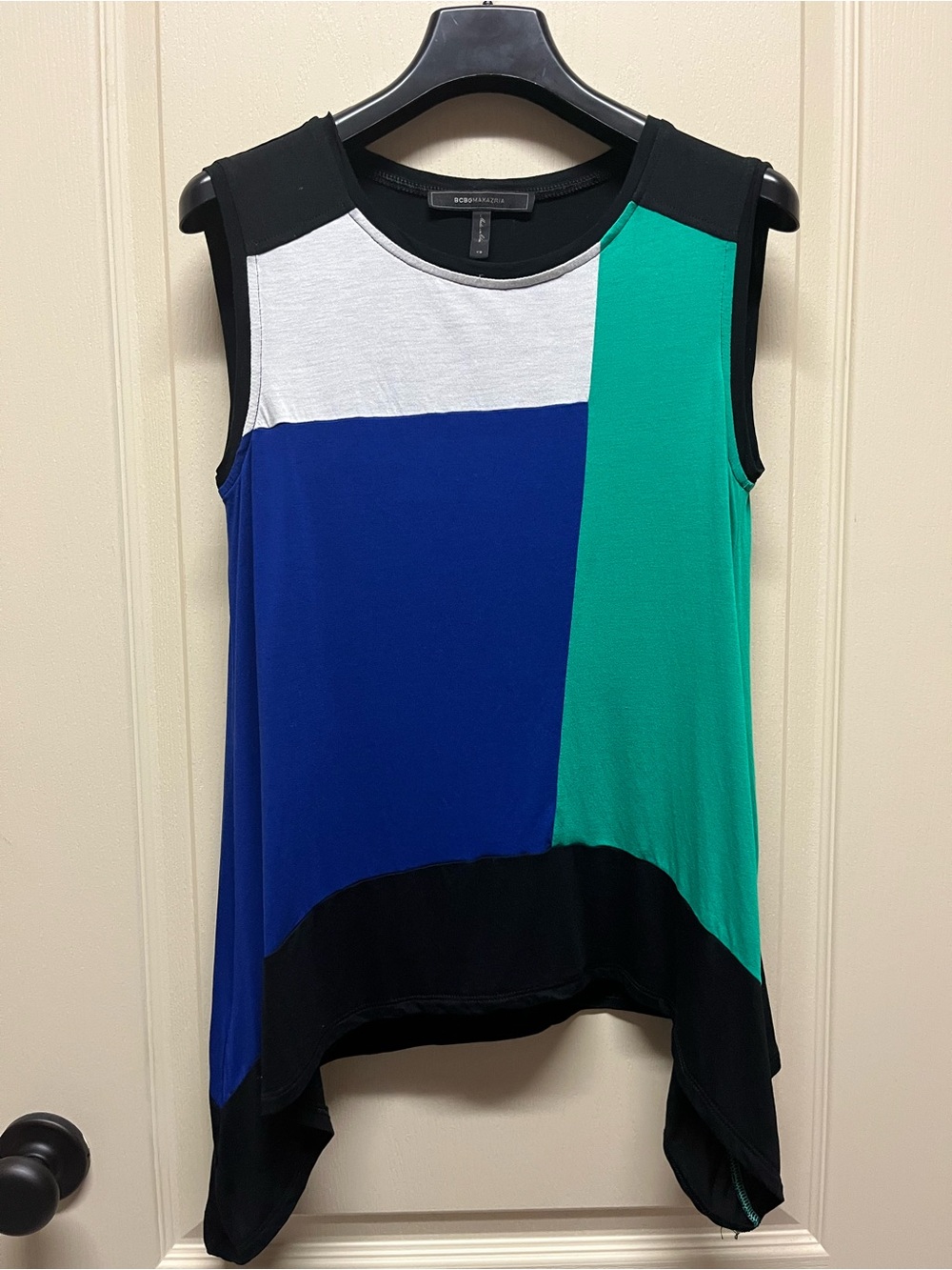 BCBGMaxAzria Blue, Green, White & Black Colorblock Sleeveless Tank size XS